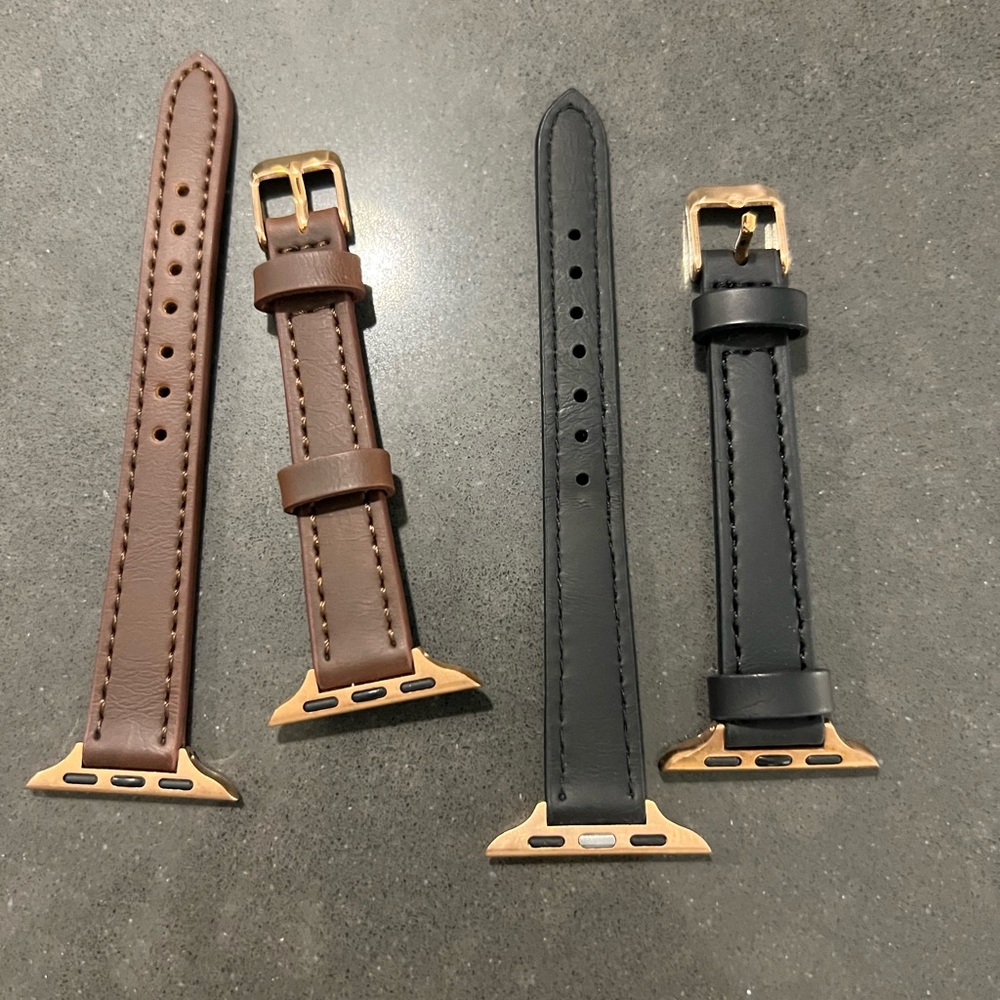 Brown and Black Leather Apple Watch Bands